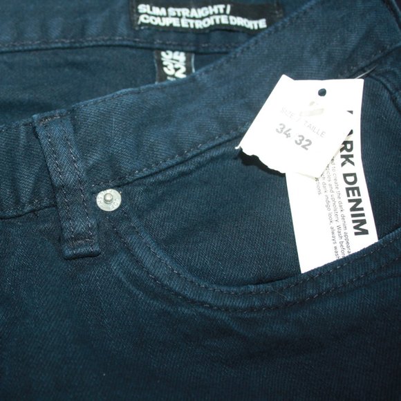 😎 NWT Dark Denim Slim Straight Jeans SZ34/32 - Picture 5 of 5